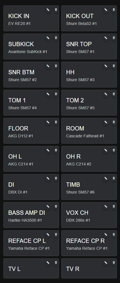 Inputs view screenshot