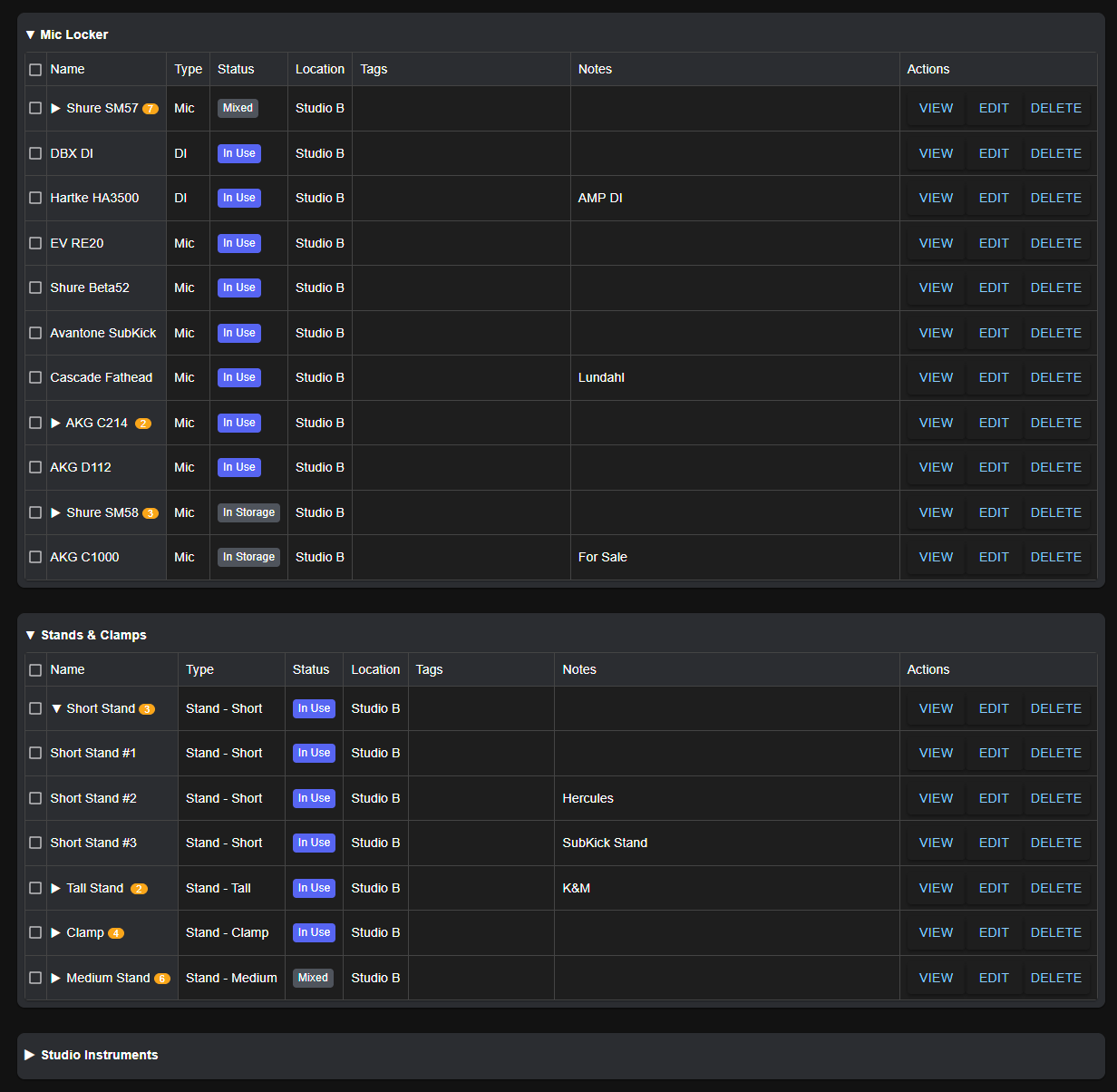 Inventory view screenshot